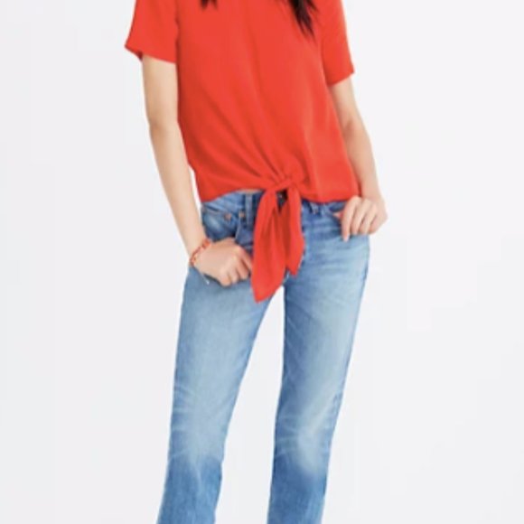 CLOSET CLEAROUT $10 | Madewell Silk Button-Back Tie Tee | Size xs - Picture 6 of 7